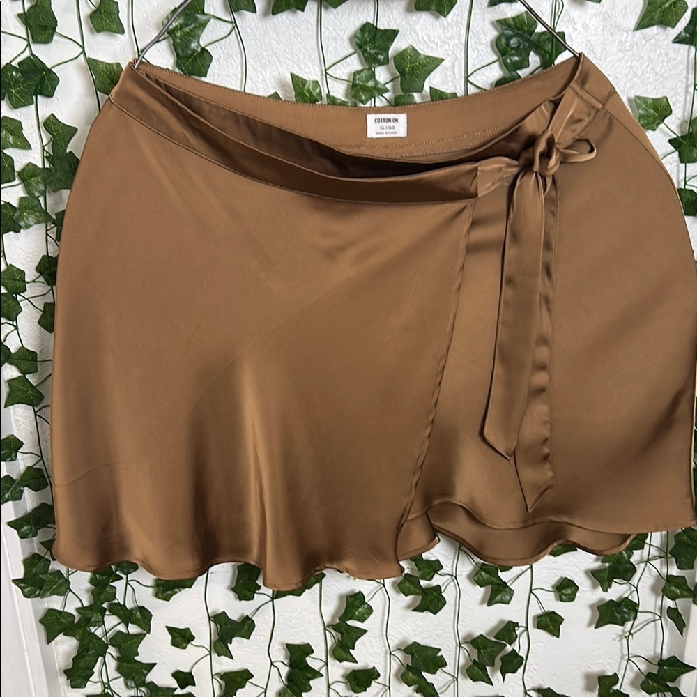 Cotton On Brown Satin Mini Skirt - Picture 2 of 4